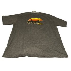 Alaska Bear and Sunset Graphic Design Men's 2XL T-Shirt Graphite Gray